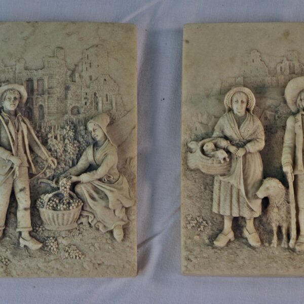 Pair of 1882 Russian Plaques, Antique Marble Composite, St Petersburg