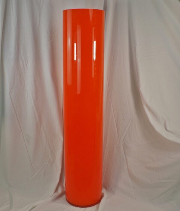 Tall retro cylindrical orange glass vase